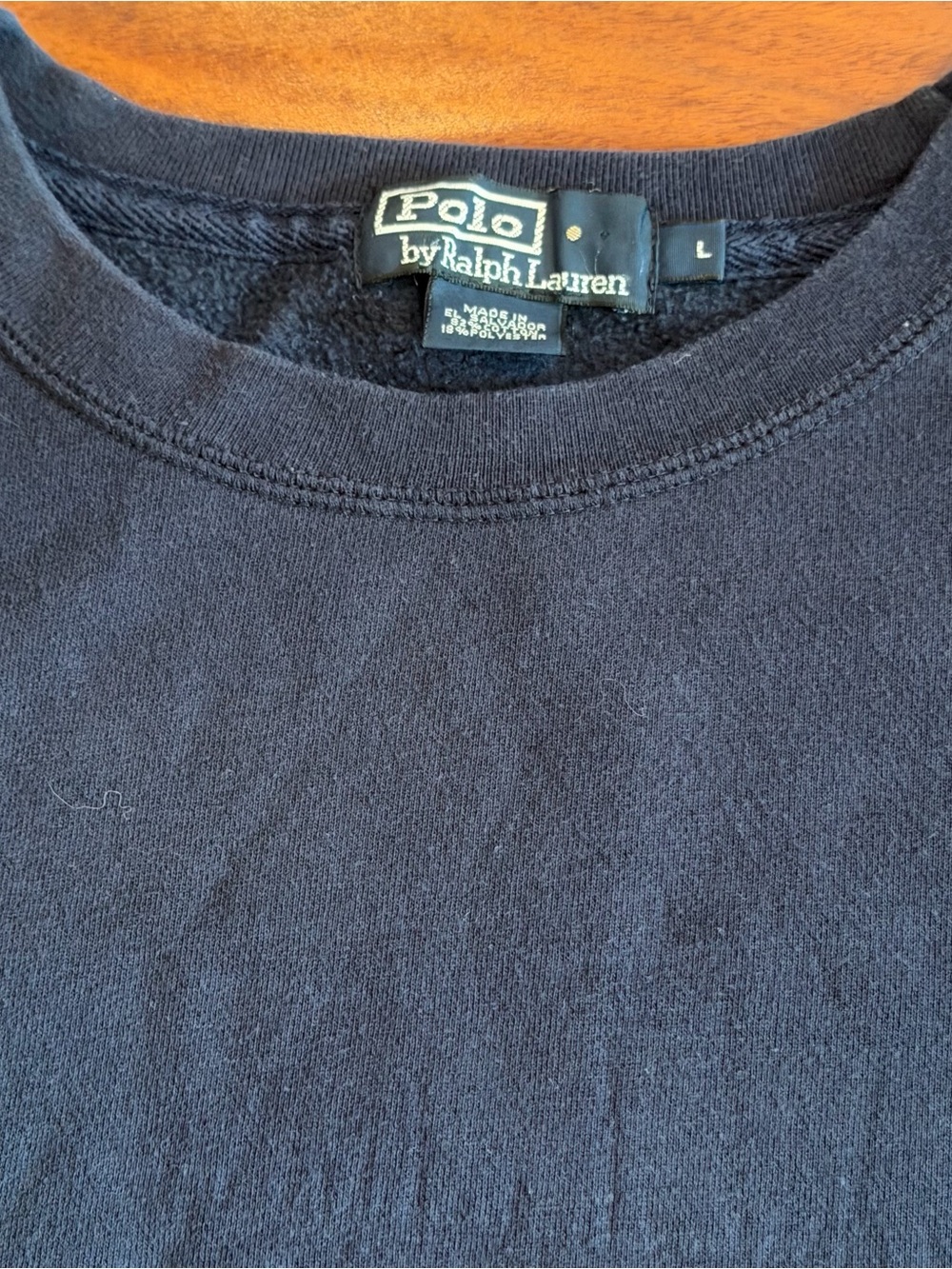 Vintage 90s Polo by Ralph Lauren Navy Crewneck Sweater with Red Pony - Picture 2 of 2